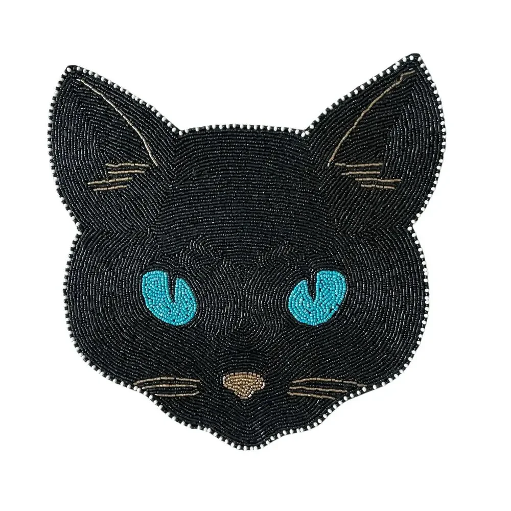 Halloween BLACK CAT Beaded Placemat Charger 14